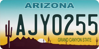 AZ license plate AJY0255