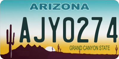 AZ license plate AJY0274
