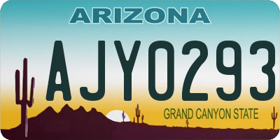 AZ license plate AJY0293