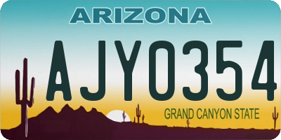 AZ license plate AJY0354