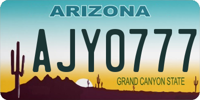 AZ license plate AJY0777