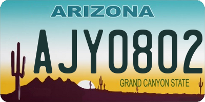 AZ license plate AJY0802
