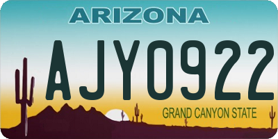 AZ license plate AJY0922