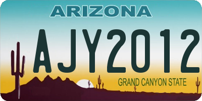 AZ license plate AJY2012