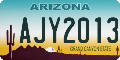 AZ license plate AJY2013