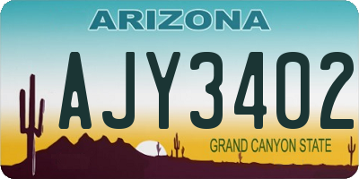 AZ license plate AJY3402