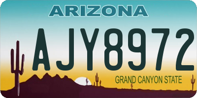 AZ license plate AJY8972