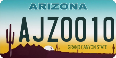 AZ license plate AJZ0010