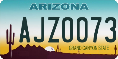 AZ license plate AJZ0073