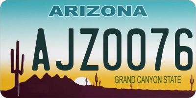 AZ license plate AJZ0076