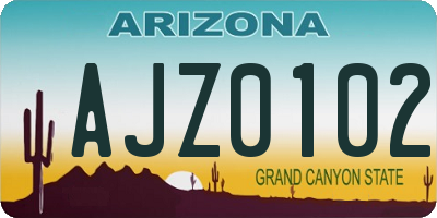 AZ license plate AJZ0102