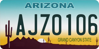 AZ license plate AJZ0106