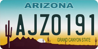 AZ license plate AJZ0191