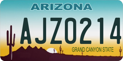 AZ license plate AJZ0214