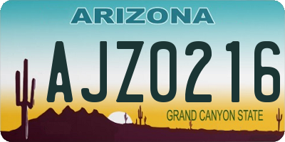 AZ license plate AJZ0216