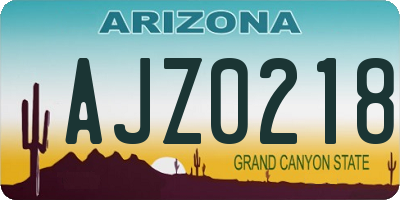 AZ license plate AJZ0218