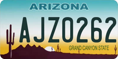 AZ license plate AJZ0262