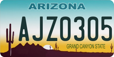AZ license plate AJZ0305