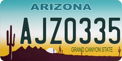 AZ license plate AJZ0335