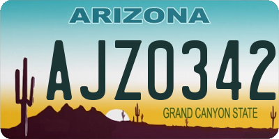 AZ license plate AJZ0342