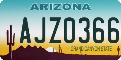 AZ license plate AJZ0366