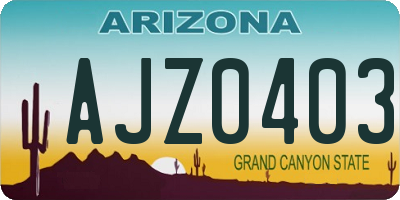 AZ license plate AJZ0403