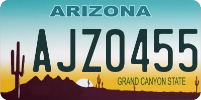 AZ license plate AJZ0455