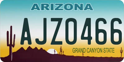 AZ license plate AJZ0466