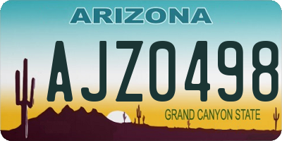 AZ license plate AJZ0498