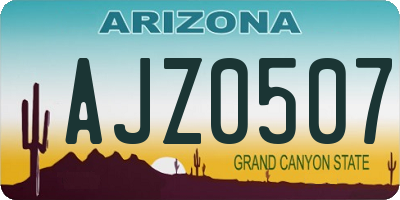 AZ license plate AJZ0507