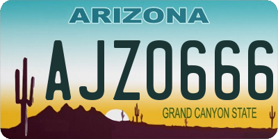 AZ license plate AJZ0666