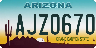 AZ license plate AJZ0670