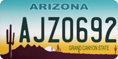AZ license plate AJZ0692