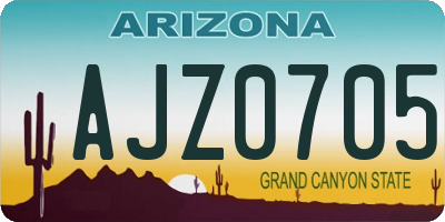 AZ license plate AJZ0705