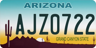 AZ license plate AJZ0722