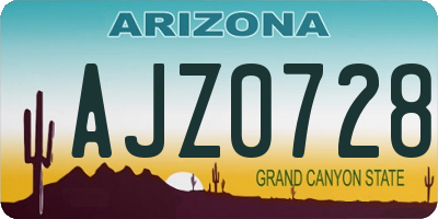 AZ license plate AJZ0728