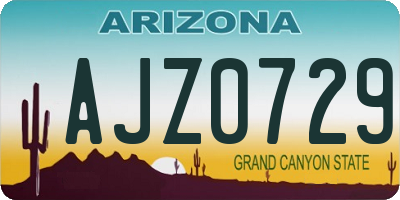 AZ license plate AJZ0729