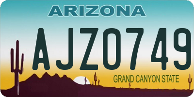 AZ license plate AJZ0749