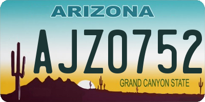 AZ license plate AJZ0752