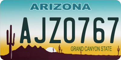 AZ license plate AJZ0767