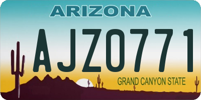 AZ license plate AJZ0771