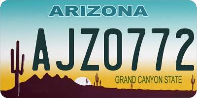 AZ license plate AJZ0772