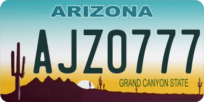 AZ license plate AJZ0777
