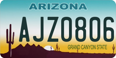 AZ license plate AJZ0806