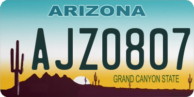 AZ license plate AJZ0807