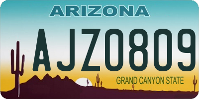 AZ license plate AJZ0809