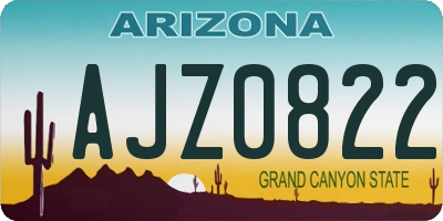 AZ license plate AJZ0822