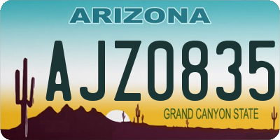 AZ license plate AJZ0835