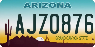 AZ license plate AJZ0876