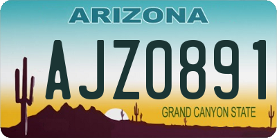 AZ license plate AJZ0891
